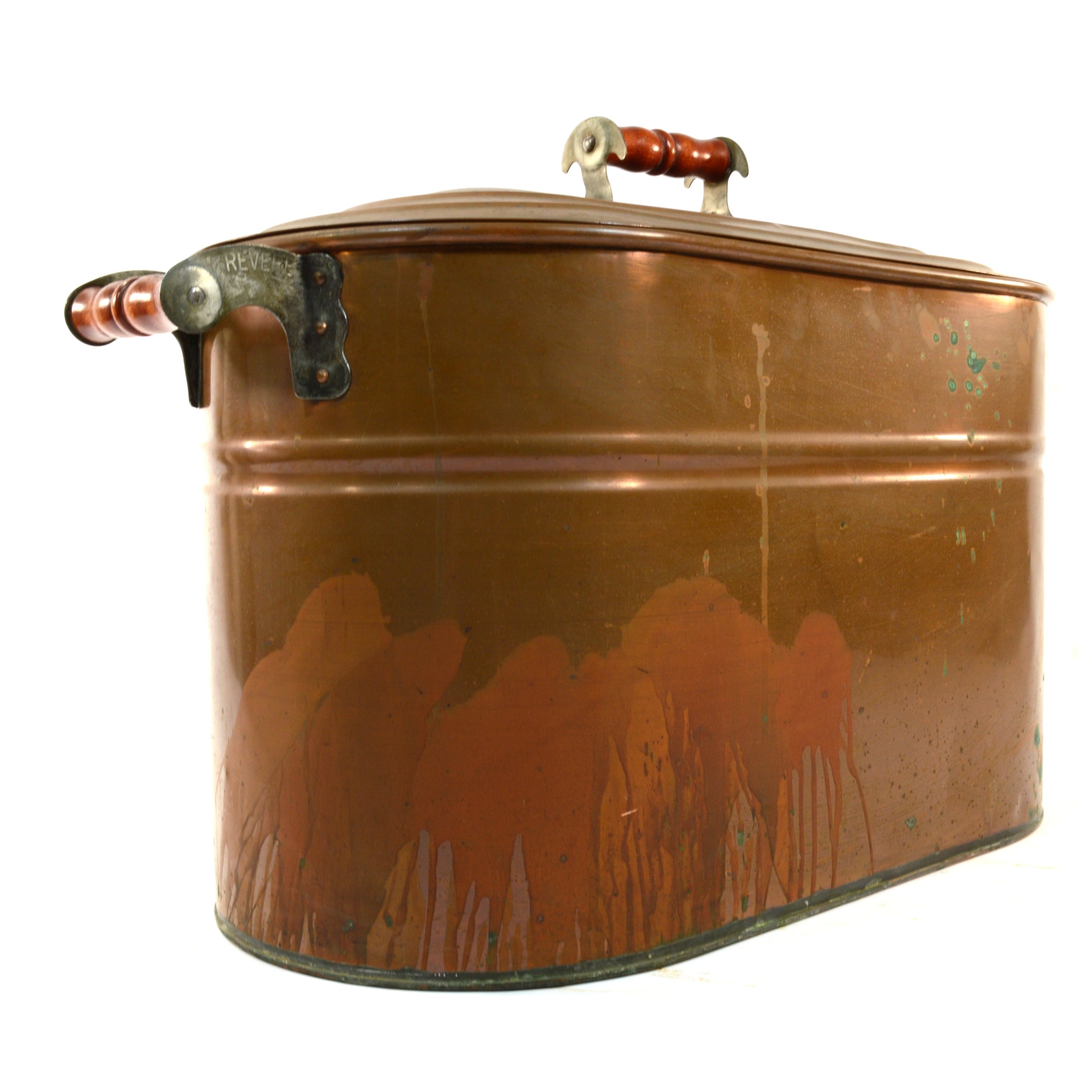 Vintage Revere Copper 14-Gallon Roasting Pan with Double Handles & Original Lid - Perfect for Large Family Dinners, Holiday Cooking, and Professional Catering