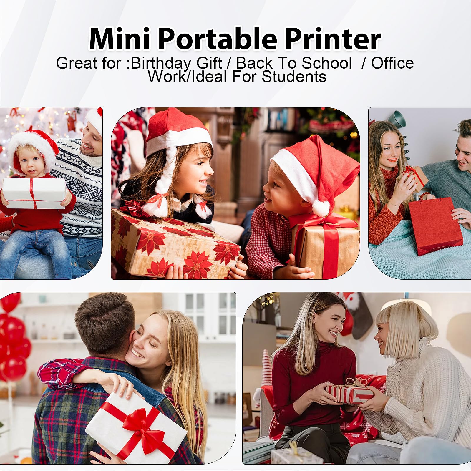 HuiJuKeJi Mini Bluetooth Thermal Pocket Printer for iOS & Android - Portable Inkless Printer with Hard Protection Case, 11 Rolls Thermal Paper & Sticker - Print Photos, Receipts, Notes - Perfect for Home, Office, Travel & Gift Giving