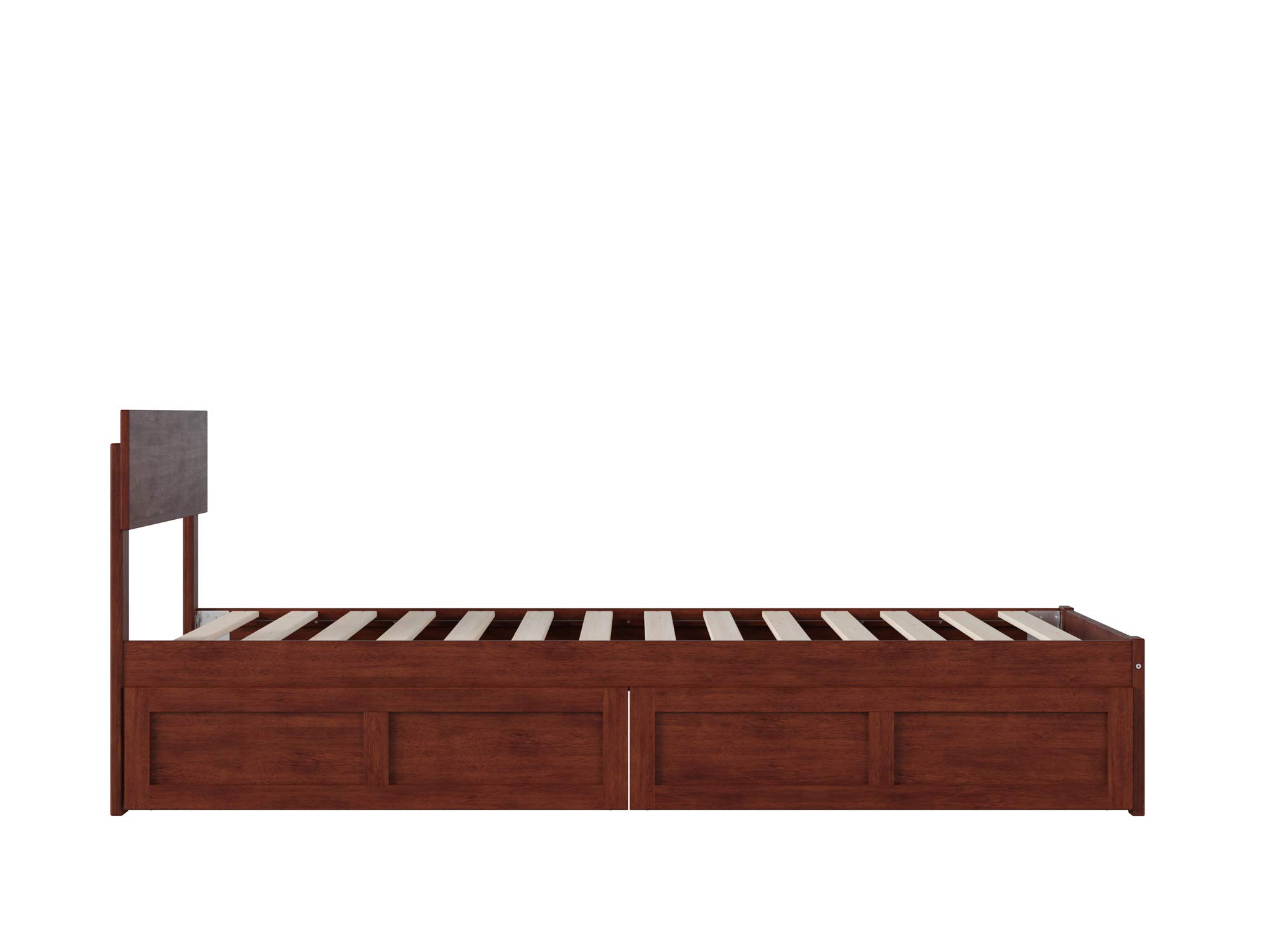 AFI Twin XL Bed Frame with Underbed Storage Drawers, Solid Walnut Wood - Perfect for Small Spaces, Dorms & Guest Rooms