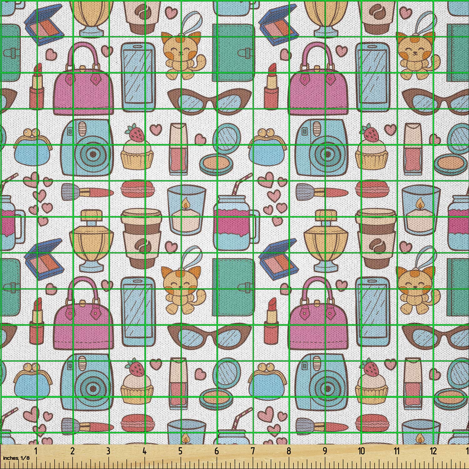 Lunarable Nursery Fabric by The Yard - Retro Fashion Microfiber Fabric for Arts, Crafts & Home Decor (10 Yards, Aqua Magenta) - Perfect for DIY Projects, Baby Blankets, Curtains & Fashion Accessories
