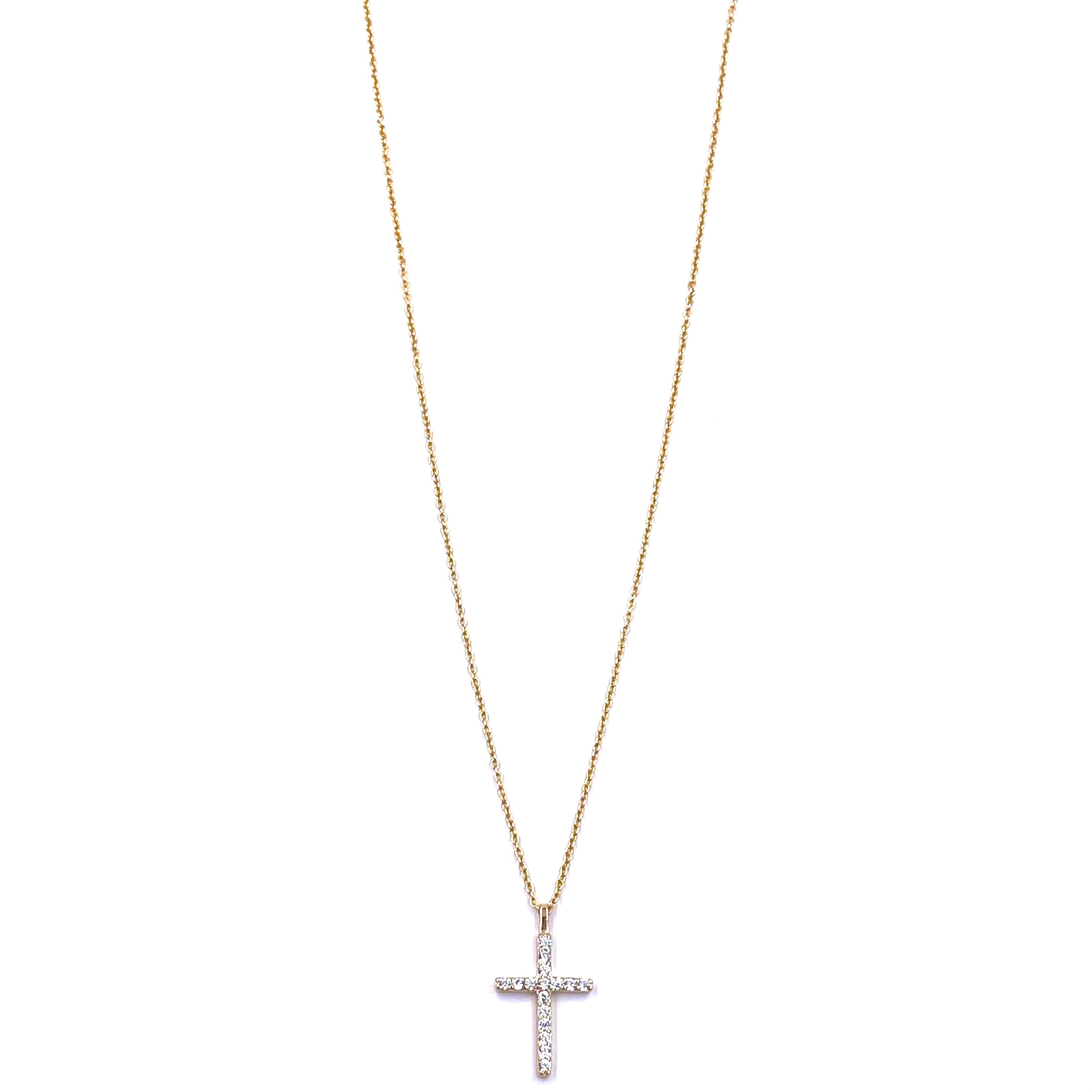 Ashley Gold Sterling Silver Gold Plated Floating CZ Cross Pendant Necklace for Women - Perfect for Everyday Wear, Gifts & Special Occasions