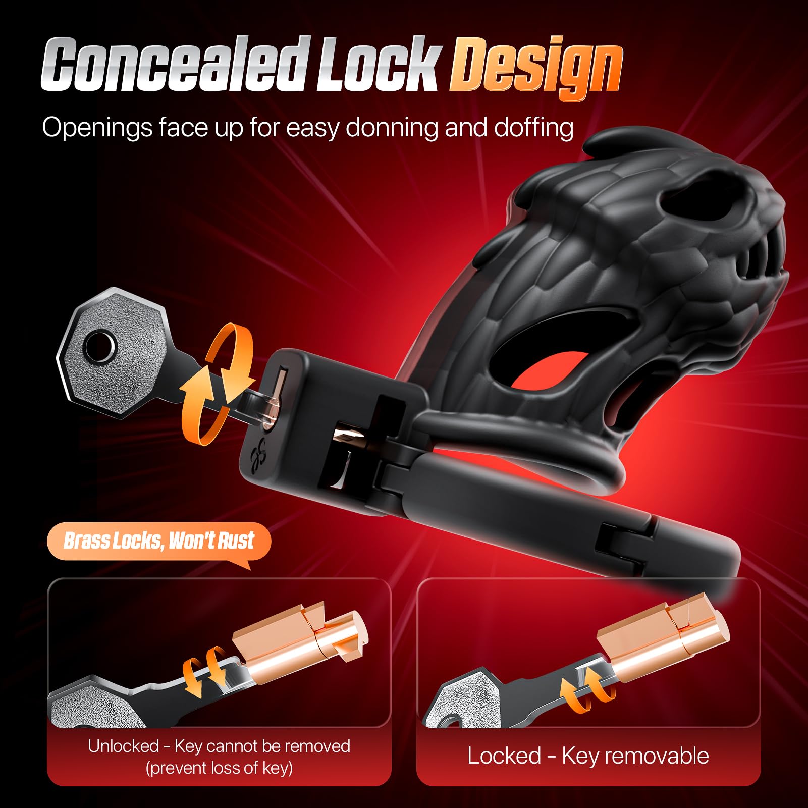 Premium Male Chastity Cage - Large Lightweight Chastity Device with Adjustable 8 Sizes & Invisible Lock - Penis Exercise Bondage Gear - Adult Sex Toys for Men & Couples - Perfect for BDSM, Role Play & Long-Term Wear
