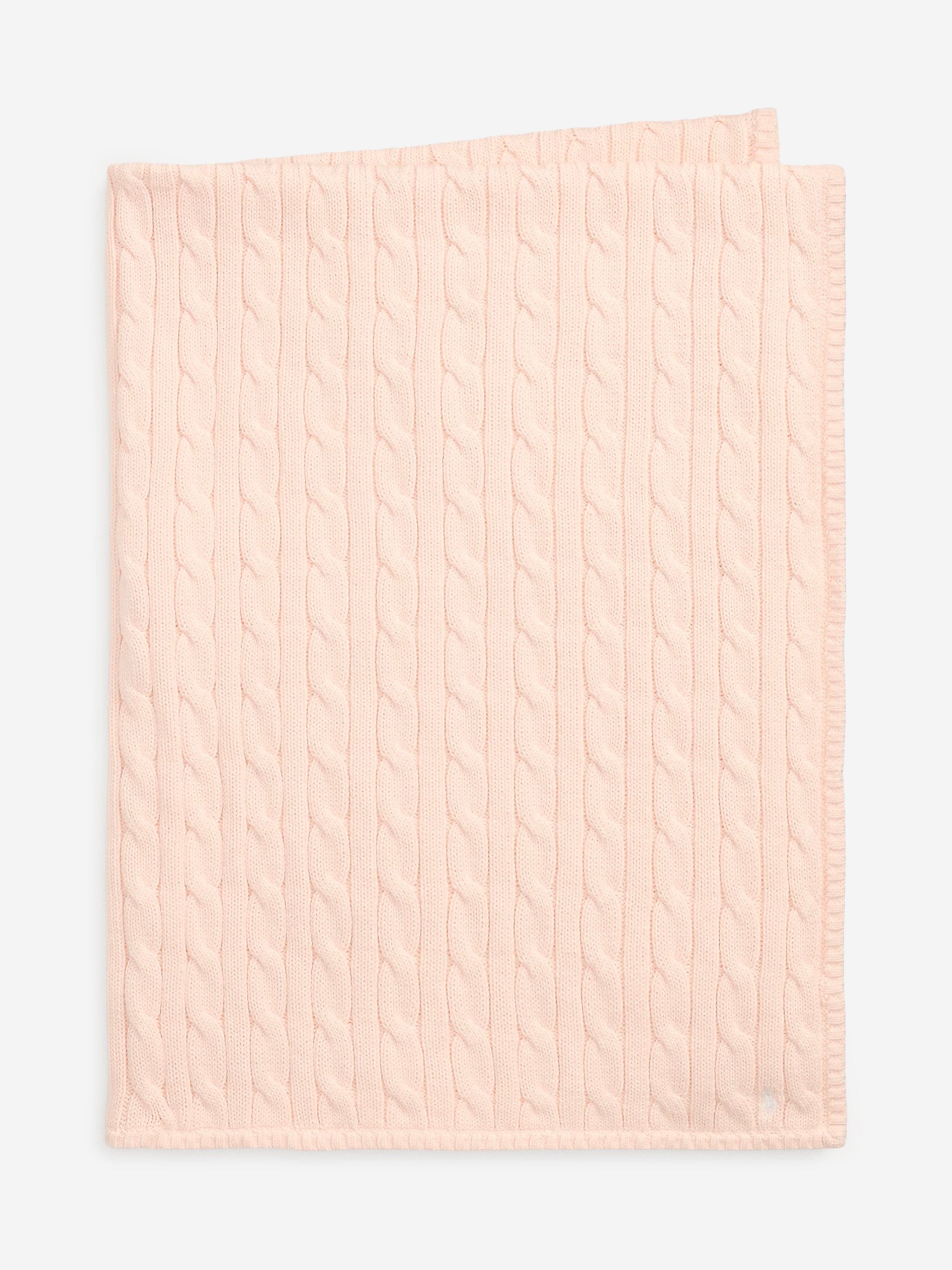 Pink Baby Girls Cable Knit Cotton Blanket - Soft & Cozy 40
