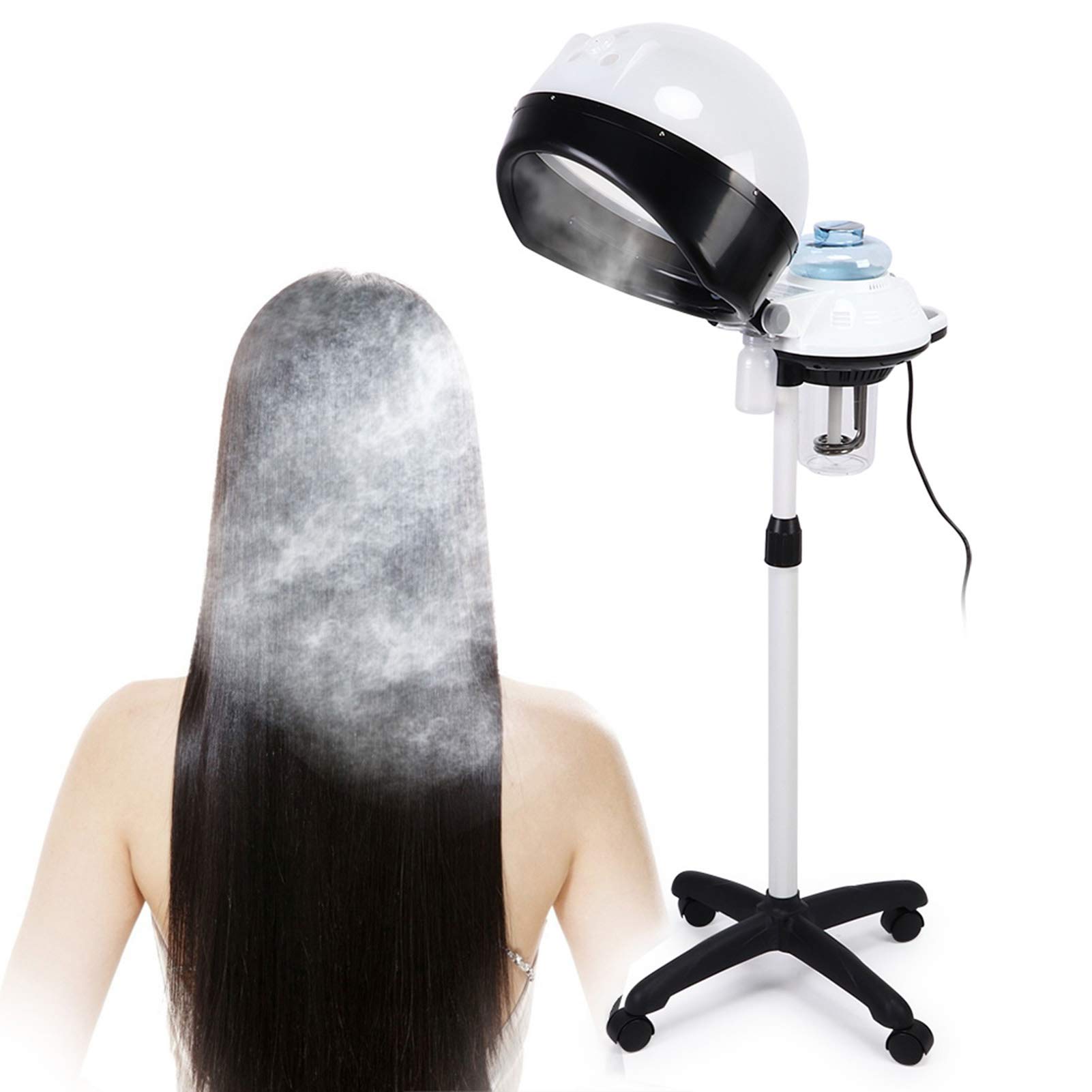 Professional Stand Hair Steamer with Time Control & Wheels - Hot Oil Hood Steamer & Conditioning Machine for Home Salon, Barber Shop & SPA - Perfect for Deep Hair Treatment, Hydration & Scalp Care
