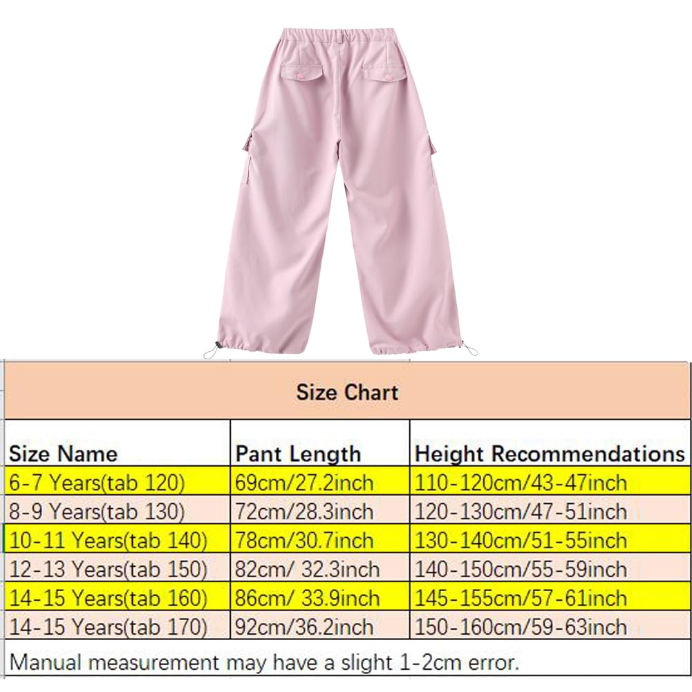 Girls Cargo Pants for Kids - Loose Fit Hip Hop Street Dance Trousers with Pockets | Comfortable Casual Wear for School, Playground and Outdoor Activities