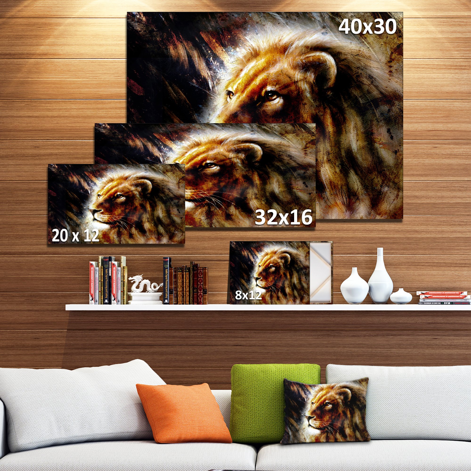 Majestically Peaceful Lion Animal Art Painting - Handmade Canvas Wall Decor for Living Room, Bedroom & Office - Perfect Wildlife Home Decor Gift