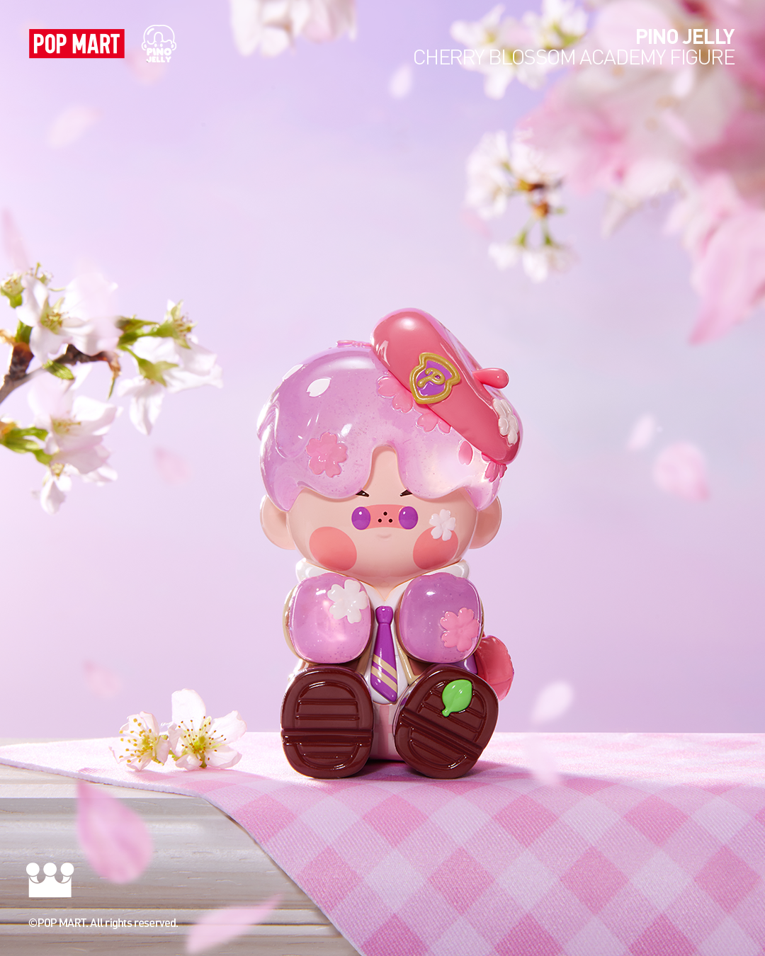 POP MART PINO JELLY Cherry Blossom Academy Collectible Figure - Cute Anime Style Decoration for Desk, Shelf & Home Decor