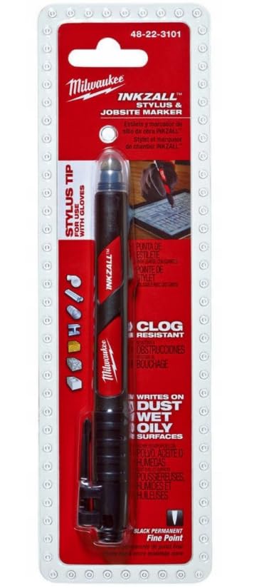 Milwaukee 48-22-3101 Inkzall Fine Point Black Stylus and Marker - Perfect for Construction, Industrial Work & Touchscreen Devices