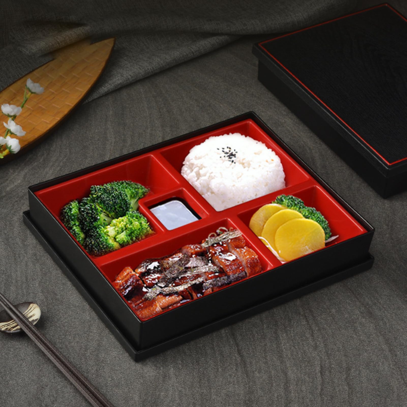 Japanese Style Wooden Bento Box - Portable Lunch Container for Office, School & Picnic - Eco-Friendly Food Storage for Meal Prep & Outdoor Dining