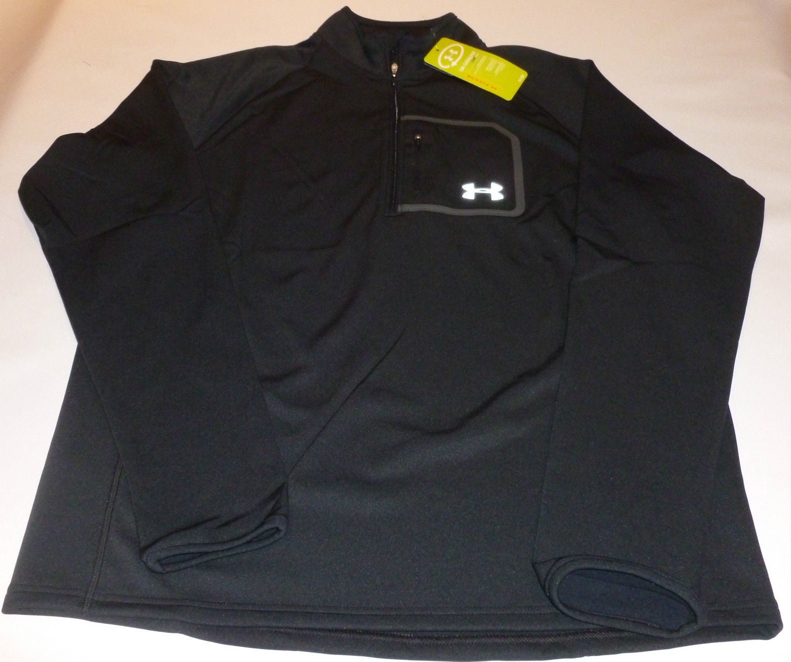 UNDER ARMOUR Men's 1/4 Zip ColdGear Catalyst Running Jacket - Black, Large | Moisture-Wicking Thermal Running Top for Cold Weather Training & Outdoor Sports