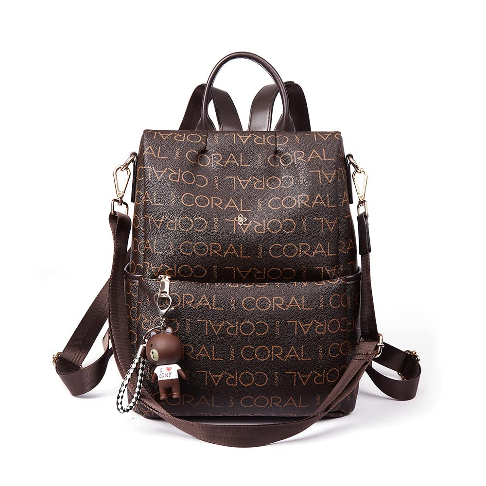 CORALDAISY Women's PU Leather Anti-Theft Backpack Purse - Stylish Small Shoulder Bag for School, Work & Travel | Perfect for Commuting, College & Daily Use