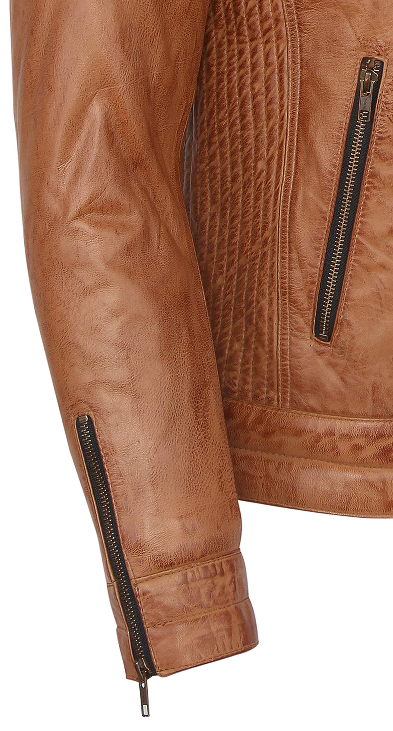 Skylinewears Men's Genuine Leather Biker Jacket - Sheepskin Motorcycle Jacket with Stand Collar - Perfect for Riding, Casual Wear & Outdoor Adventures