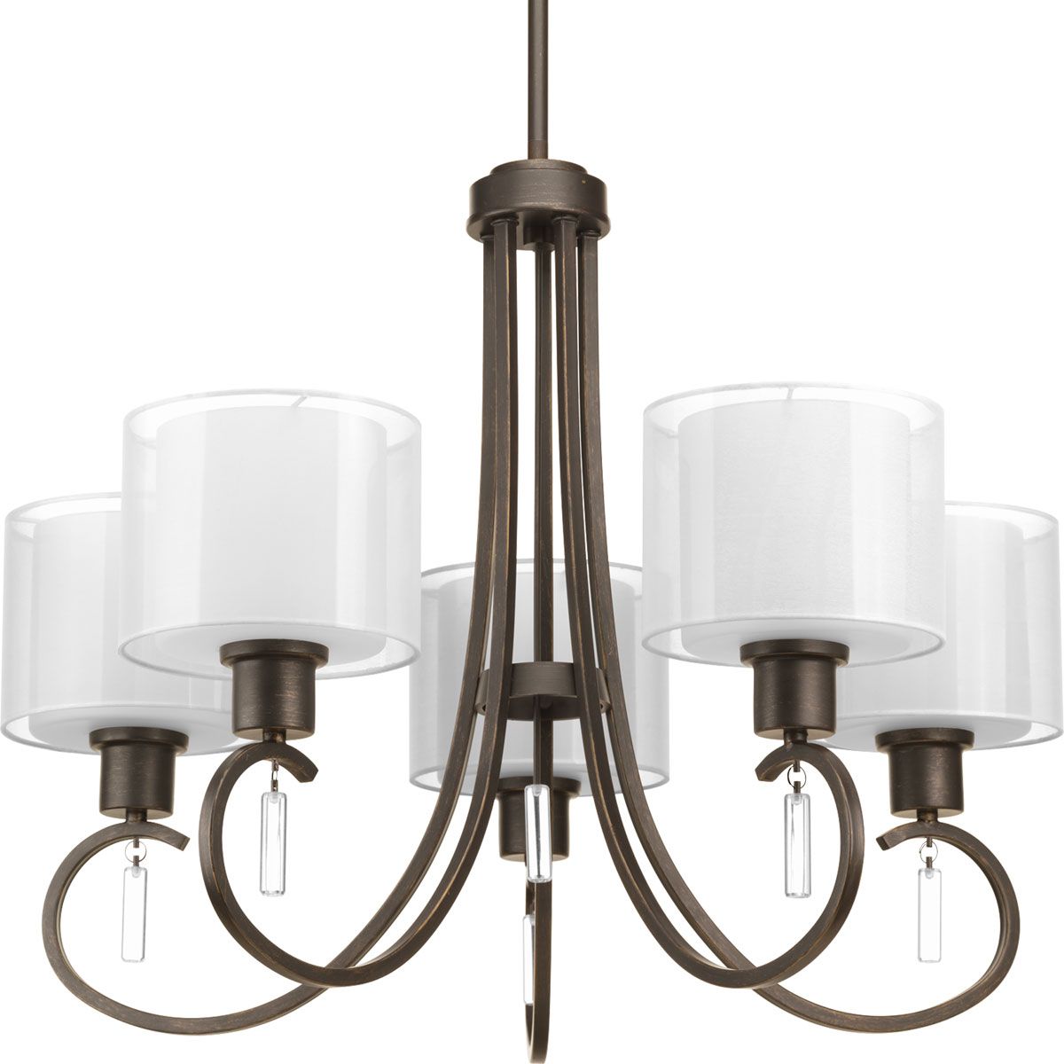 Invite Collection 5-Light White Silk Mylar Shade Chandelier - Elegant Dining Room Lighting Fixture for Home Decor