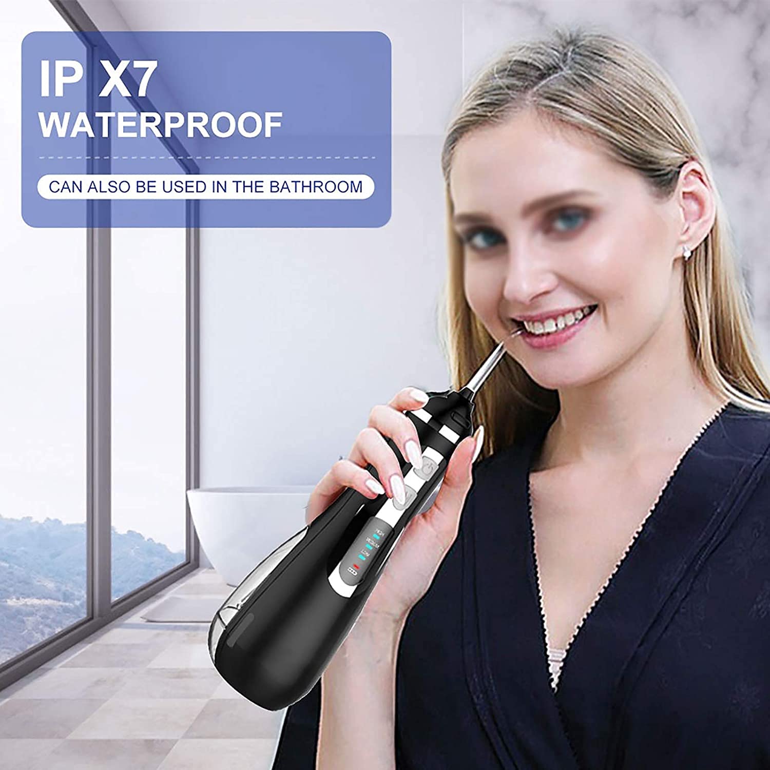 Portable Water Flosser for Teeth Cleaning - Rechargeable Dental Oral Irrigator with 3 Modes, 4 Jet Tips & 200ml Detachable Tank - Waterproof Teeth Cleaner for Home, Travel & Daily Oral Care (White)