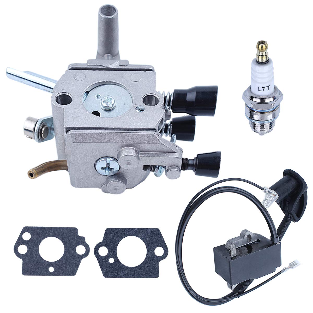 Adefol Carburetor Replacement for Stihl FS300 FS350 FS120 FS200 FS250 FS020 FS202 TS200 Trimmer & Weedeater - Compatible with Part Numbers 41341200603 & 41344001301 - Includes Ignition Coil & Spark Plug - Perfect for Lawn Maintenance, Landscaping & Professional Gardening