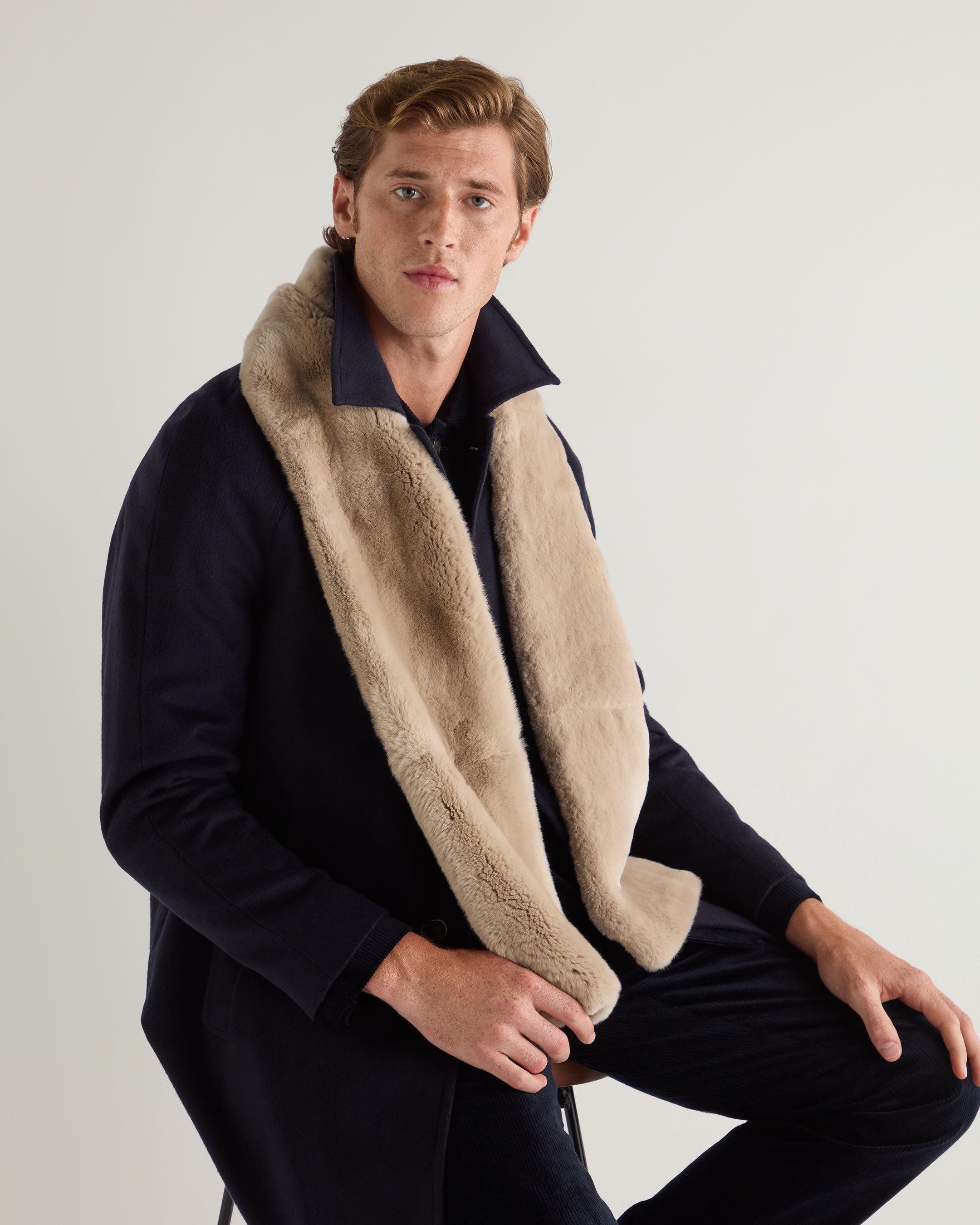 Unisex Long Fur Scarf in Oatmeal Brown - Soft Winter Fashion Accessory for Men & Women - Perfect for Cold Weather, Outdoor Activities and Stylish Outfits