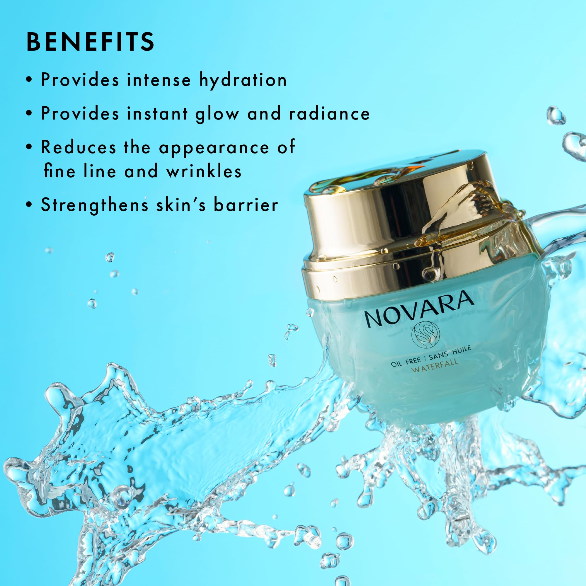 Novara Oil-Free Hydrating Face Moisturizer Cream - Lightweight Hydration for Oily & Combination Skin - Dermatologist Recommended Firming & Brightening Moisturizer (1.7 oz) - Perfect for Daily Skincare Routine & Makeup Prep