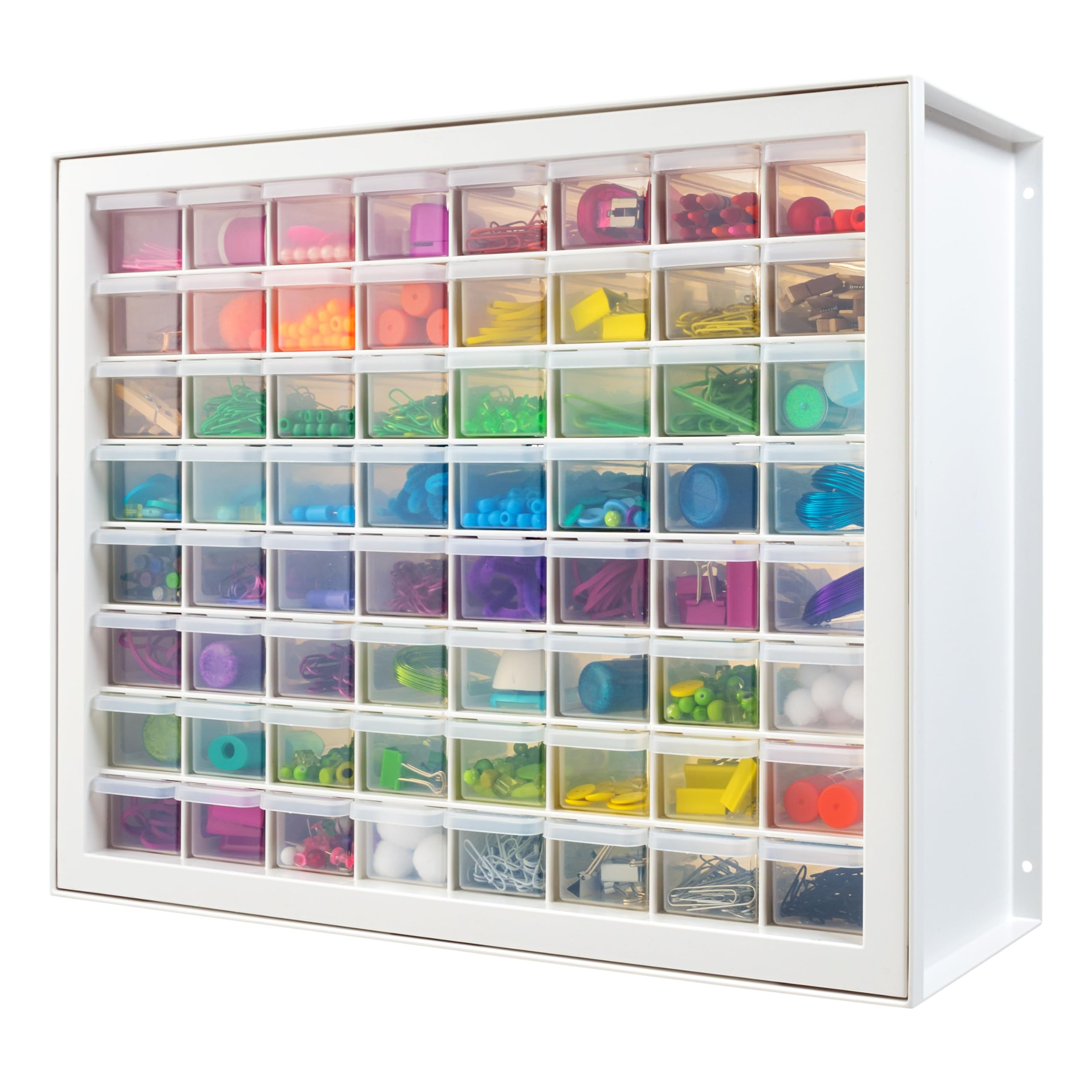 IRIS USA 64-Drawer Bead Organizer Storage Cabinet - Plastic Hardware Organizer for Screws, Nails, Bolts, Small Parts & Craft Supplies | Perfect for Jewelry Making, DIY Projects & Workshop Organization (White)