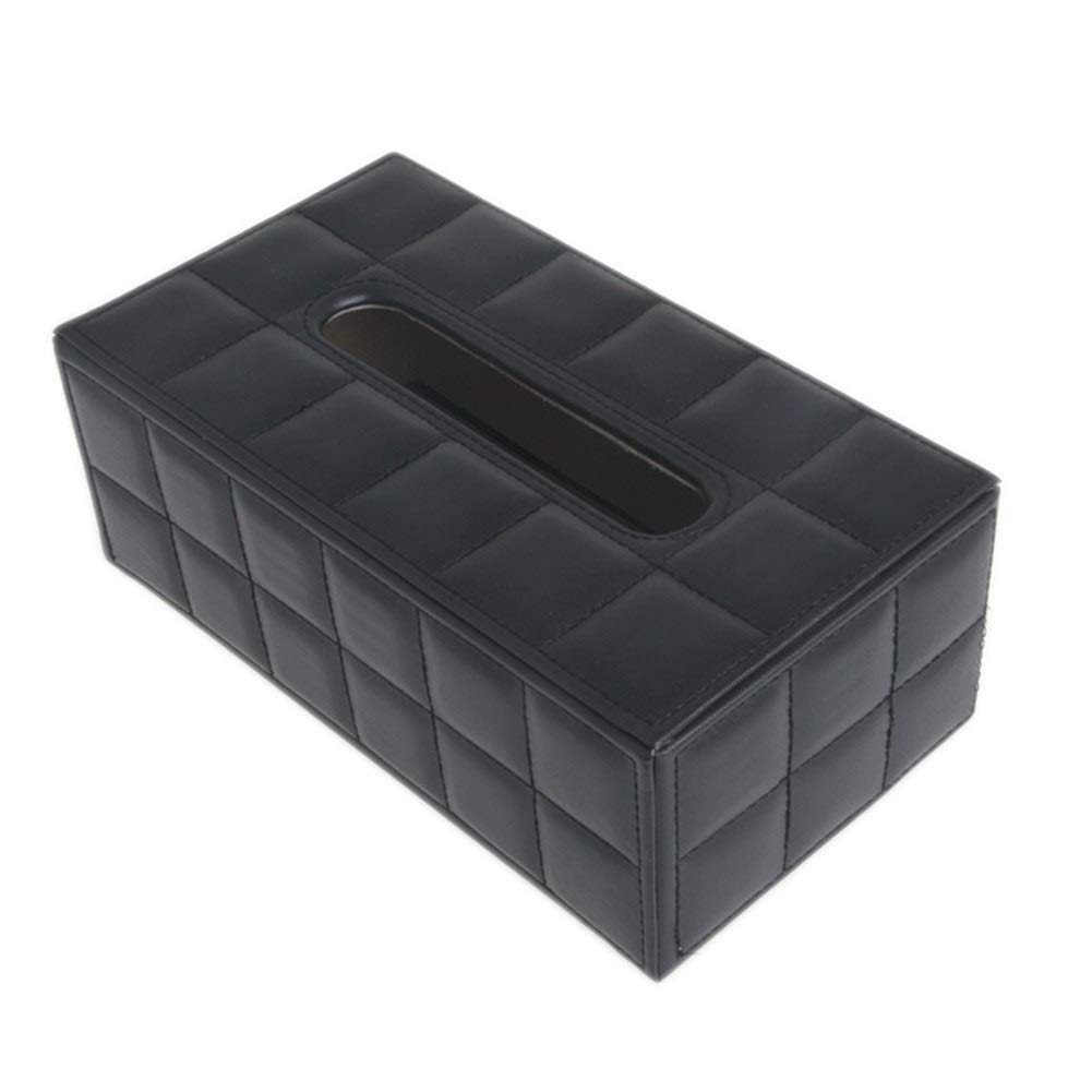 Premium PU Leather Tissue Box Cover - Rectangle Desktop Napkin Holder for Home, Office, Car & Kitchen | Black Tissue Box Organizer | Decorative Storage Solution for Living Room, Bedroom & Bathroom