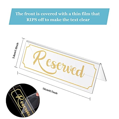 16-Piece Acrylic Reserved Table Tent Signs - Clear Wedding Seating Number Holders for Restaurants, Offices, Meetings & Christmas Parties (Gold) - Perfect for Event Planning & Venue Decorations
