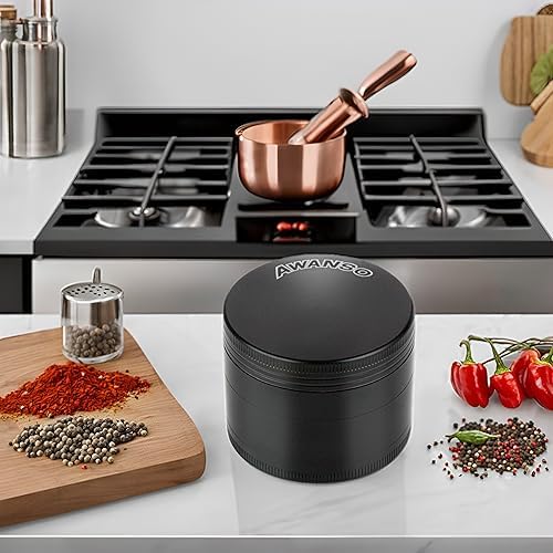 2 Inch Black Herb Grinder - Premium Metal Spice Crusher for Herbs, Spices, and Tobacco - Perfect for Cooking, Baking, and Smoking Accessories