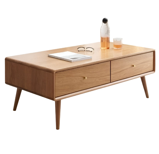 Solid Oak and Ash Wood Modern Nordic Coffee Table - Minimalist Living Room Furniture for Small Spaces and Apartments