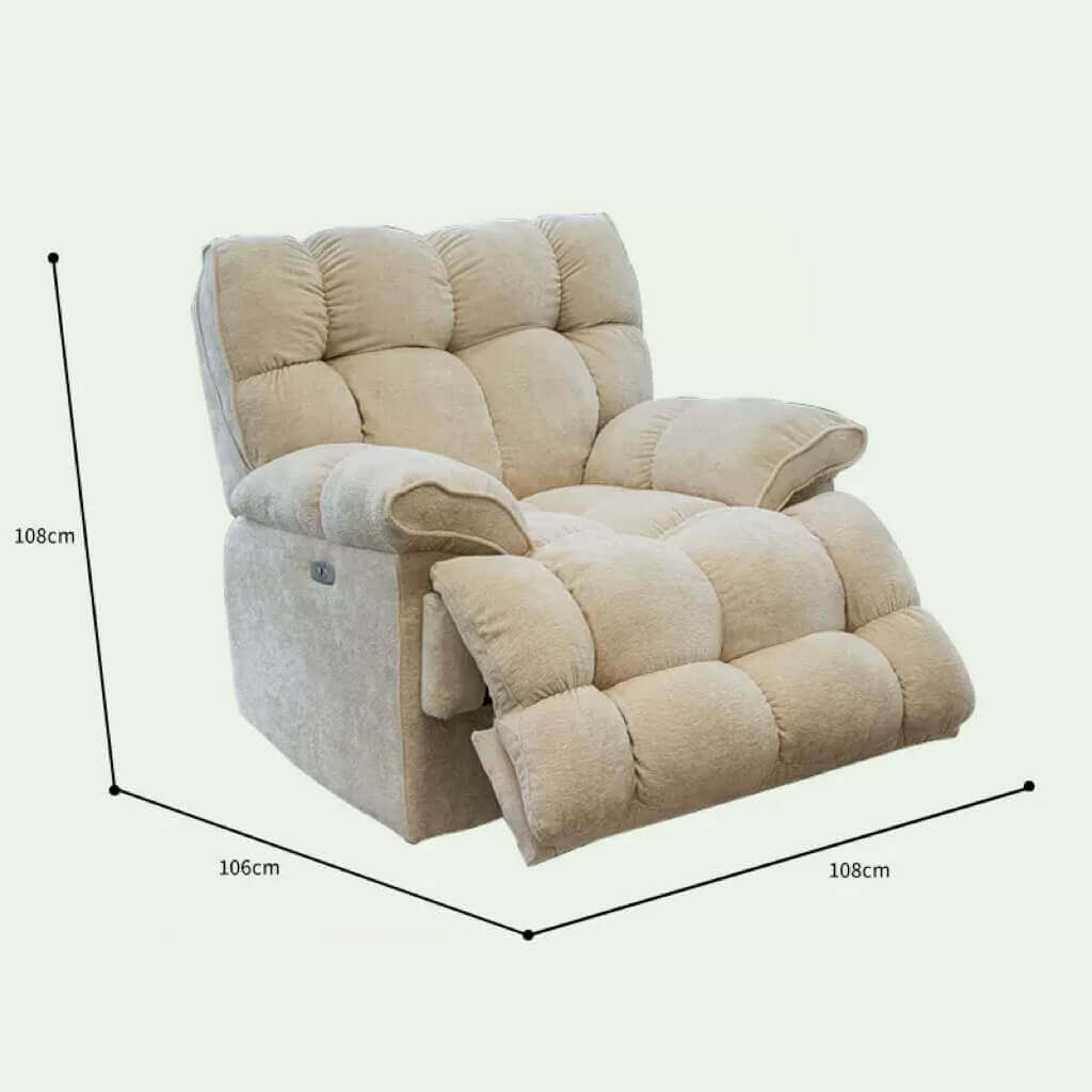 Premium White Chenille Wool Electric Recliner Chair - Modern Comfort for Living Room, Home Theater & Office - Adjustable Power Lift Reclining Sofa with USB Charger