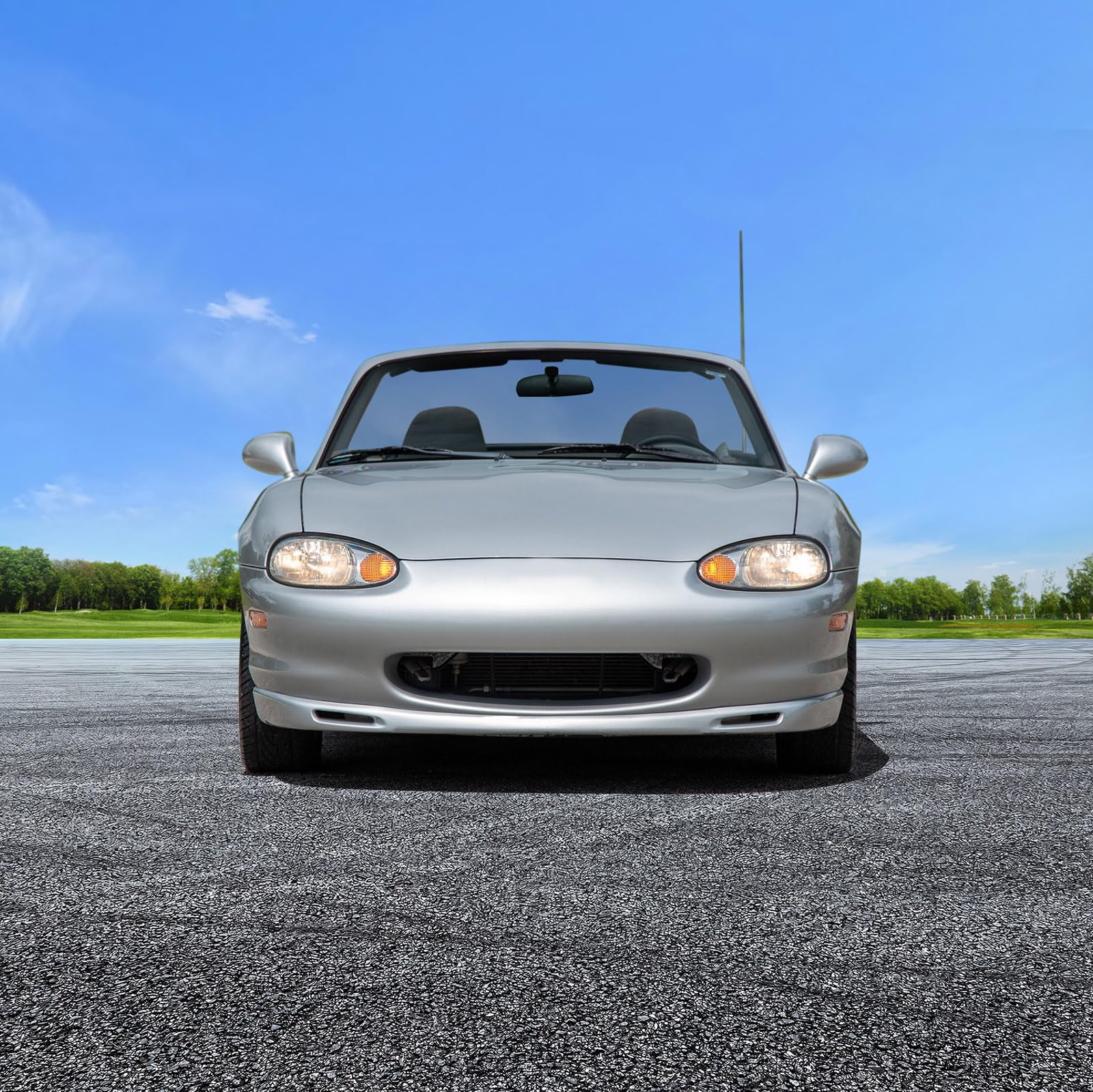 IKON MOTORSPORTS Black PU Front Bumper Lip Spoiler for 1999-2000 Mazda Miata - Factory Style Under Chin Finisher | Enhances Aerodynamics & Sporty Look for Street or Track Racing