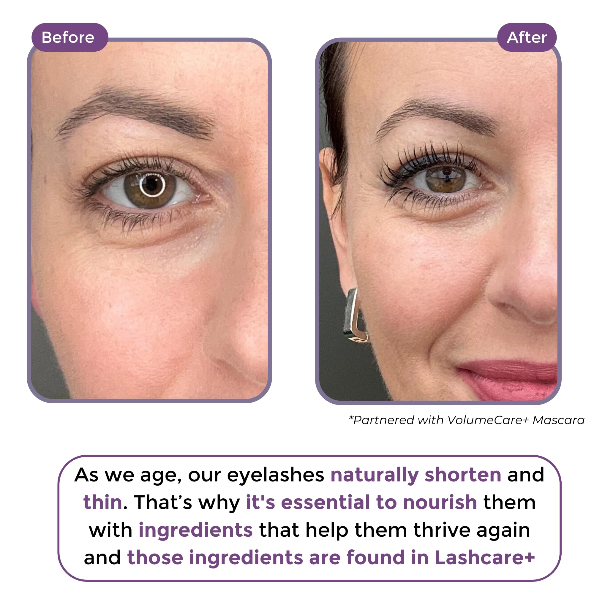 LashCare+ Eyelash Growth Serum for Women - Natural & Safe Formula for Longer, Thicker Lashes in 12 Weeks - Hypoallergenic for Sensitive Eyes - Eyelash Conditioner & Enhancer (1mL / 1 Month Supply) - Perfect for Daily Use & Special Occasions