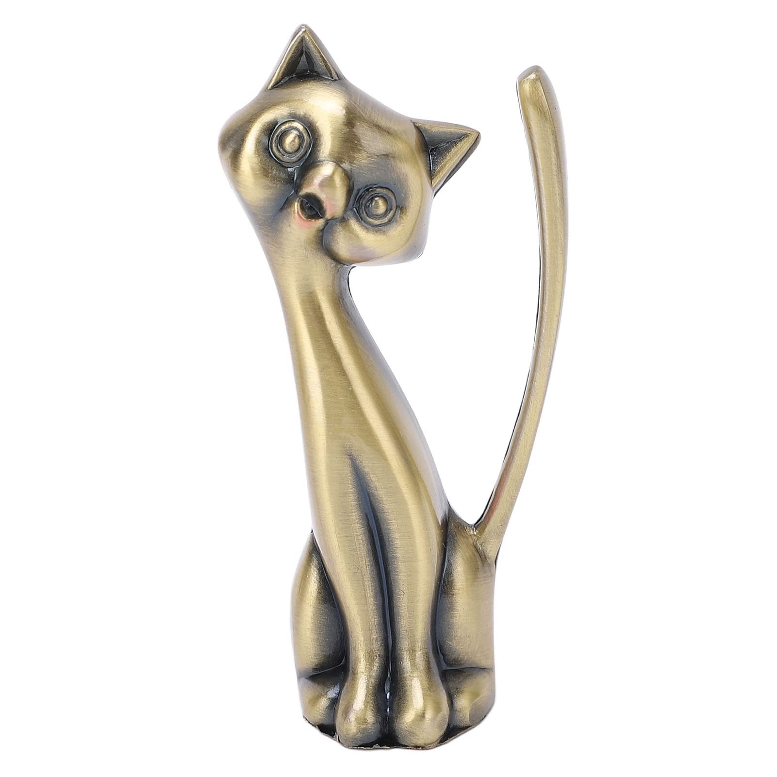 Vintage Cat Ring Holder - Durable Zinc Alloy Jewelry Organizer with Glossy Finish for Rings, Earrings & Bracelets - Perfect for Dresser Top, Vanity Display & Gift Giving