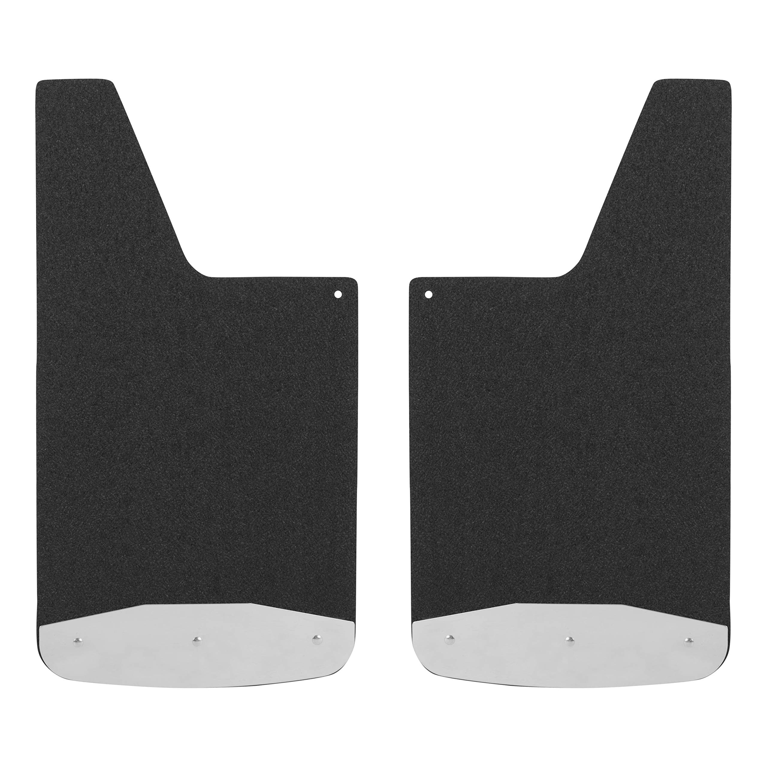 LUVERNE 251223 Universal 12x23 Inch Textured Rubber Mud Flaps with Stainless Steel Plates - Front or Rear Black Mudguards for Trucks, SUVs & Pickups - All-Weather Protection Against Road Debris & Splash