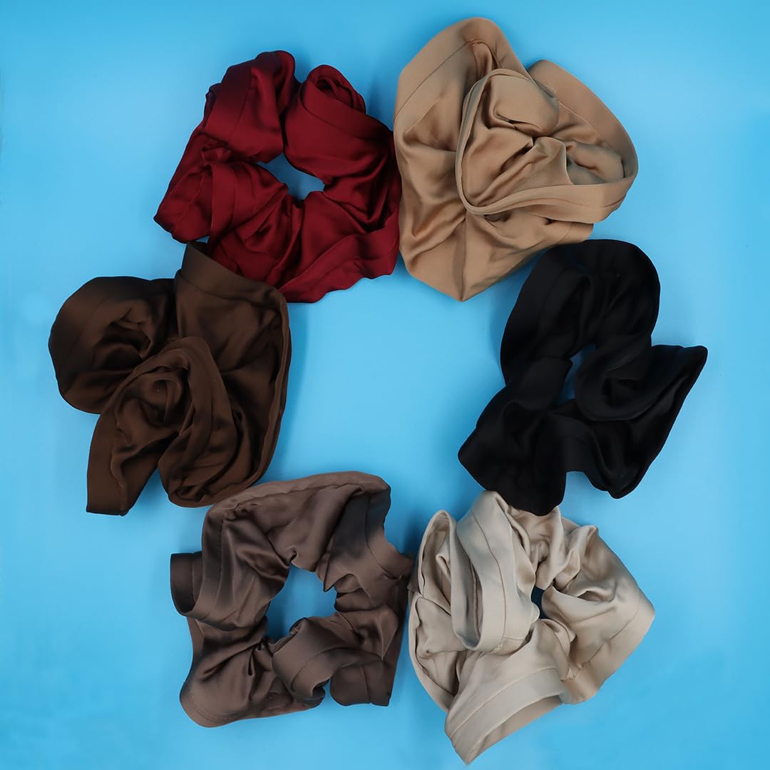 Myra Collection 6-Pack Colorful Soft Stretchy Scrunchies Hair Bands for Women & Girls - Perfect for Ponytails, Workouts, and Everyday Hair Accessories