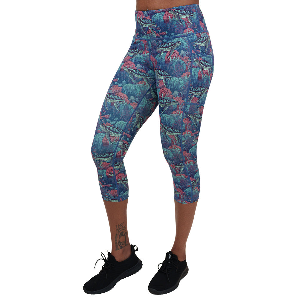 Turtley Obsessed Women's High-Waisted Yoga Leggings - Soft Stretchy Workout Pants for Running, Gym & Lounge