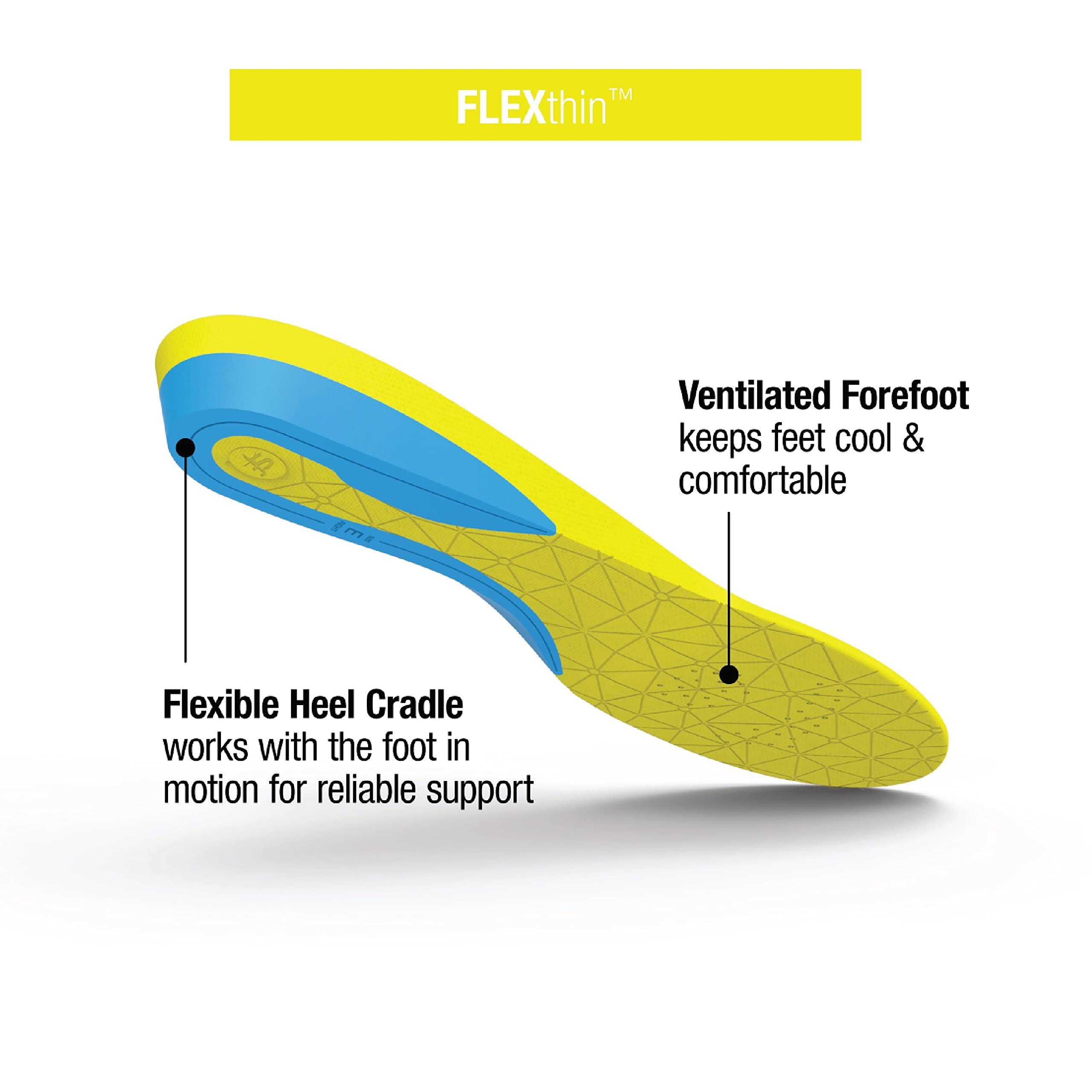 Superfeet FLEXTHIN Comfort Foam Insoles for Running, Walking & Workout Shoes - Arch Support for Men (2.5-5) & Women (4.5-6) - Ideal for Gym, Hiking & Everyday Comfort