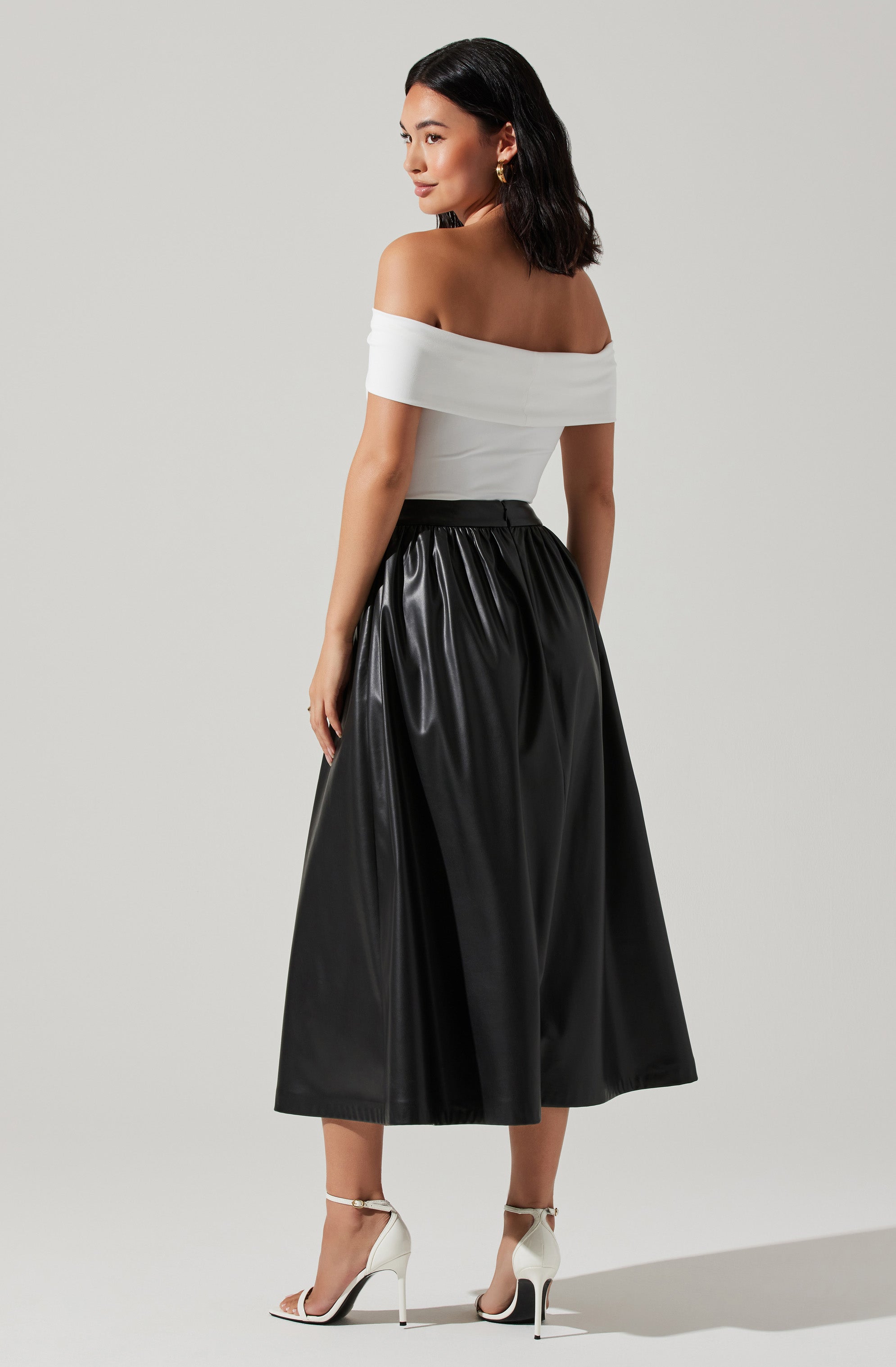 Stylish Diandra Faux Leather Midi Skirt for Women - Trendy Vegan Leather Pencil Skirt for Office, Party & Casual Wear
