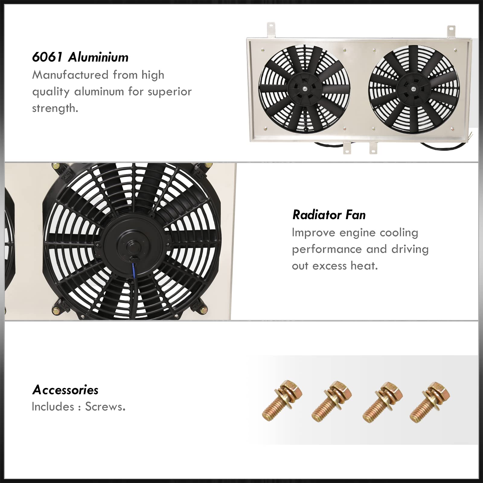 AJP Distributors Aluminum Radiator Fan Shroud Kit with 12