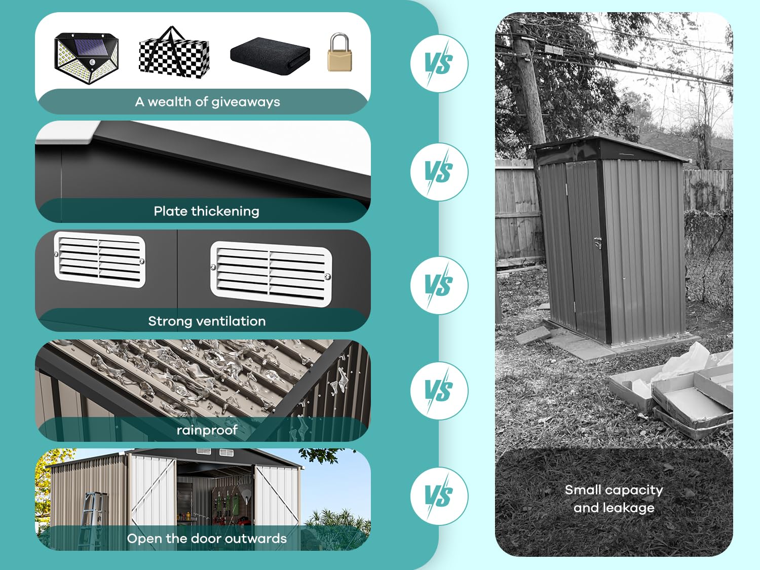 8x6 Metal Storage Shed - Waterproof Outdoor Storage Building with Lockable Doors for Backyard, Garden & Patio Organization | Durable Large Shed for Tools, Equipment & Seasonal Items