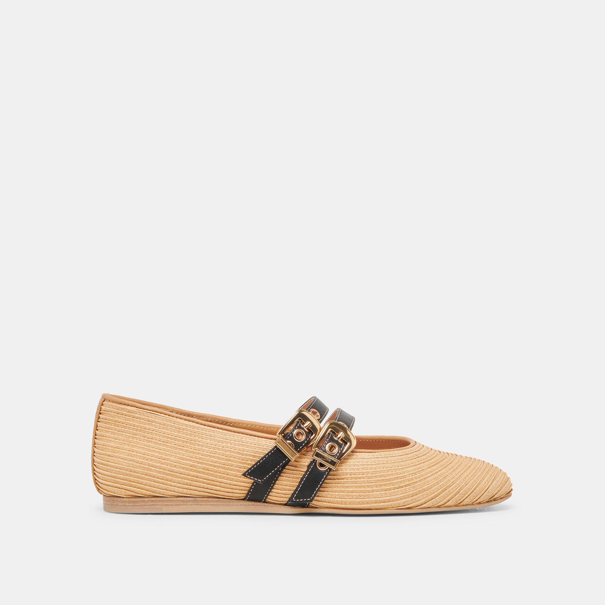 BAYLEE WIDE BALLET FLATS - Natural Raffia Women's Comfortable Slip-On Shoes for Casual Wear & Summer Outfits