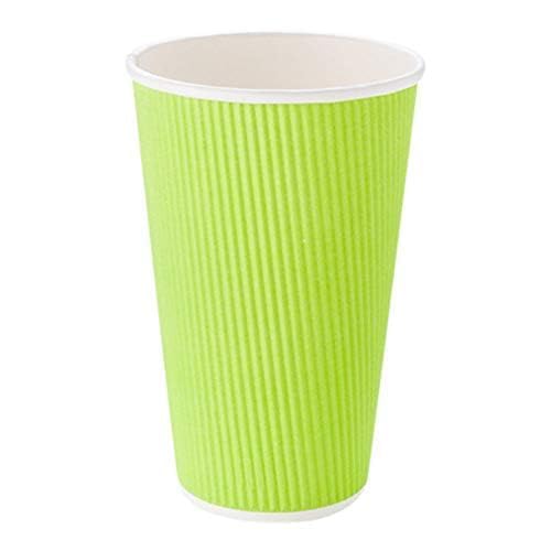 20oz Insulated Double Wall Coffee Cups with Ribbed Grip - 250 Pack Eco-Friendly Corrugated Paper Cups | Leakproof Design for Coffee Shops, Offices & Catering Events | Lids Sold Separately (Green)
