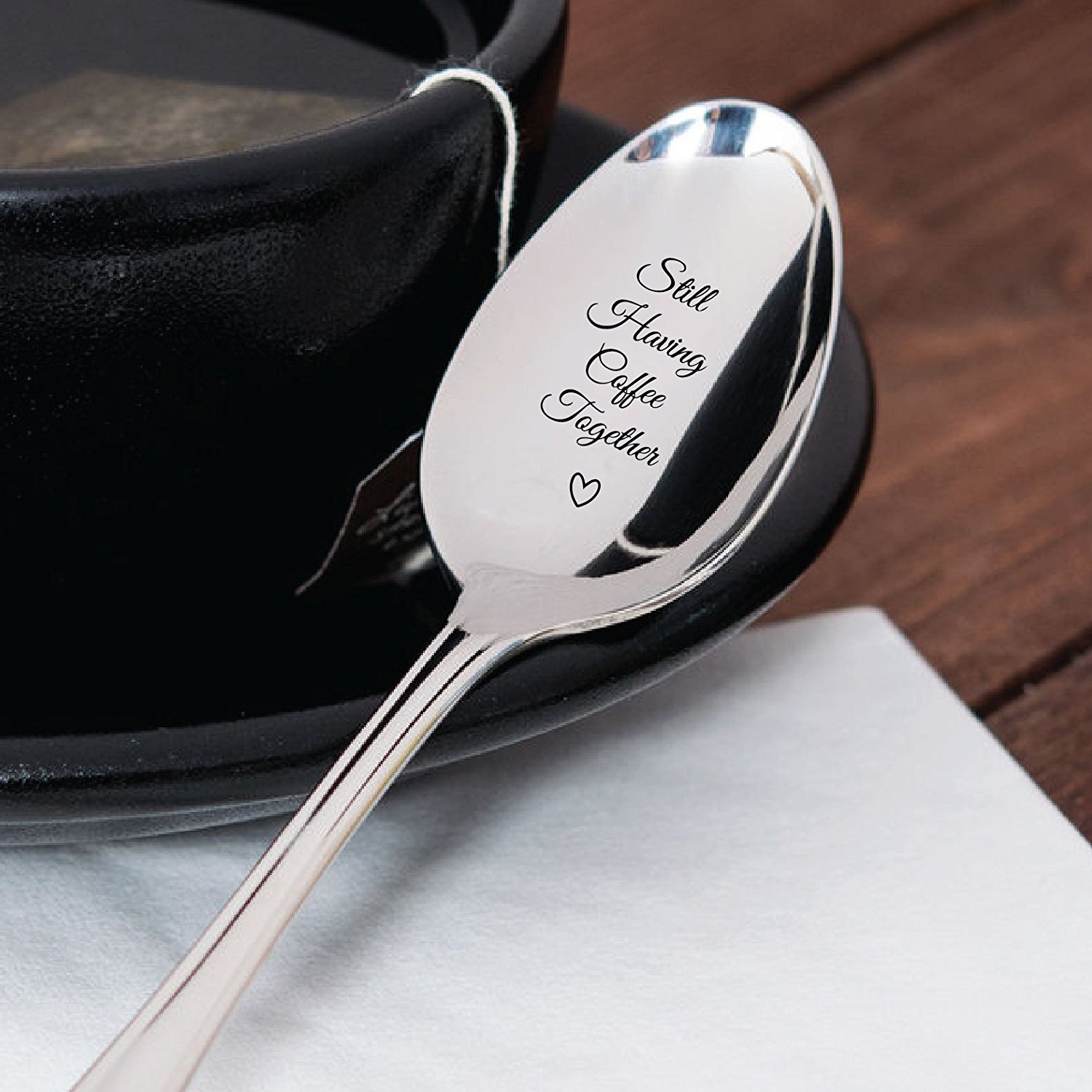 Long Distance Relationship Gifts for Couples - Still Having Coffee Together Mug Set | Valentine's Day, Wedding & Birthday Gift for Wife, Husband, Girlfriend or Boyfriend | Romantic Couple Spoon Set - Perfect for Anniversaries, LDR Care Packages & Virtual Date Nights