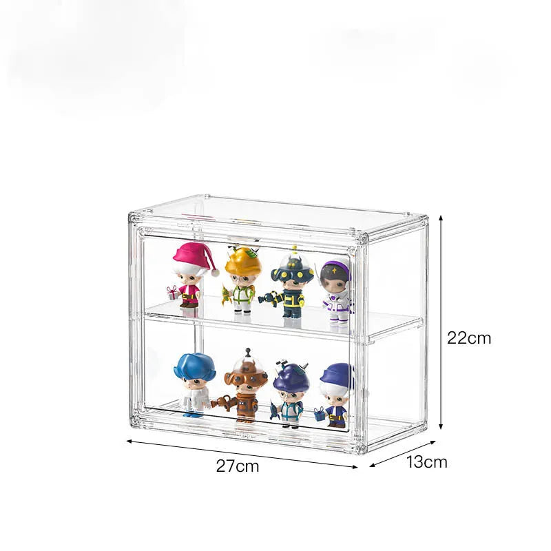 POP MART Figure Display Case - Clear Acrylic Desktop Storage Box for Collectible Toys - Perfect for Home Office, Shelf Decor & Gift Packaging