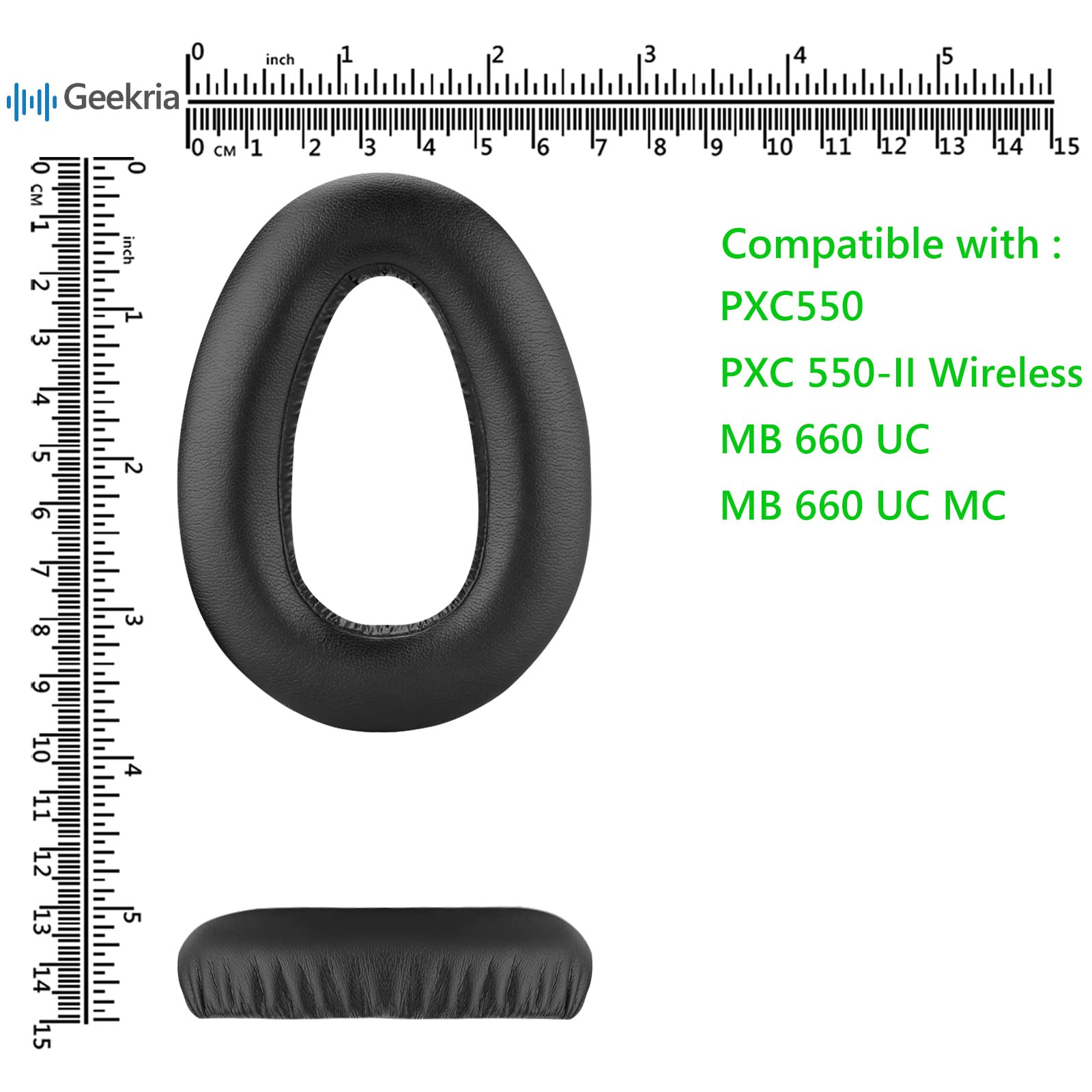 Geekria Replacement Ear Pads for Sennheiser PXC 550 & PXC 550-II Wireless Headphones - Premium Memory Foam Cushions with Video Installation Guide - Perfect for Gaming, Travel & Office Use (Black)