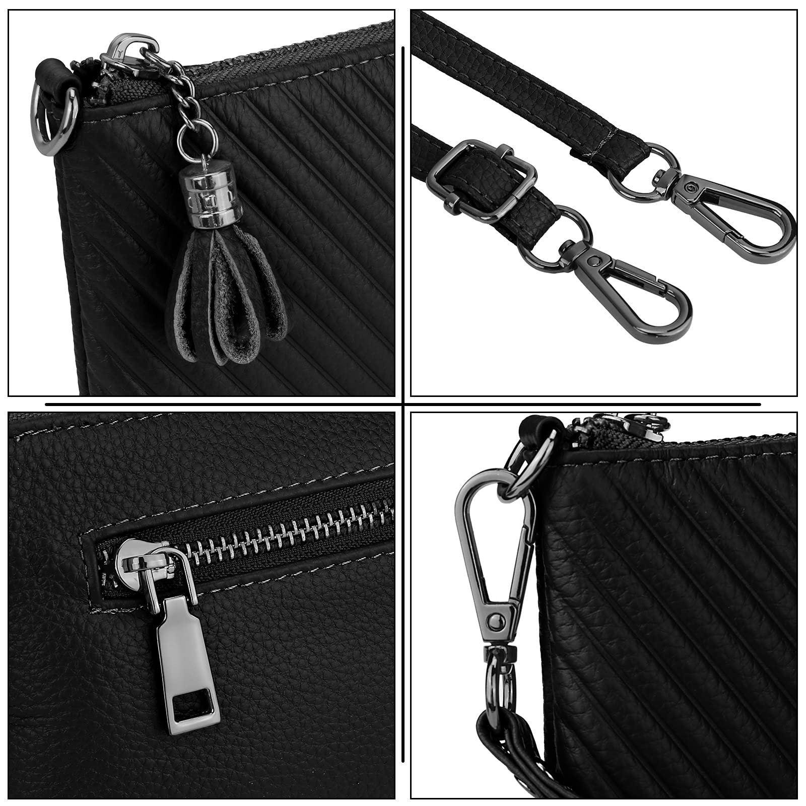 Uromee Genuine Leather Wristlet Wallet Clutch Purse for Women - Crossbody Bag with Detachable Shoulder Strap - Perfect for Parties, Travel & Everyday Use