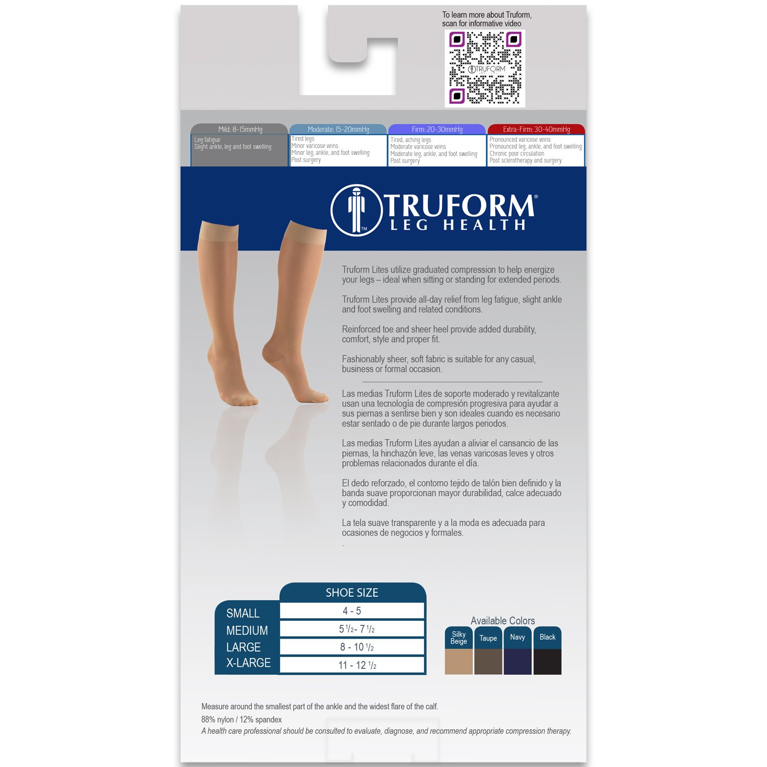 Truform Sheer Compression Stockings 8-15 mmHg for Women - Knee High 20 Denier Taupe Small - Perfect for Travel, Work & Varicose Vein Relief