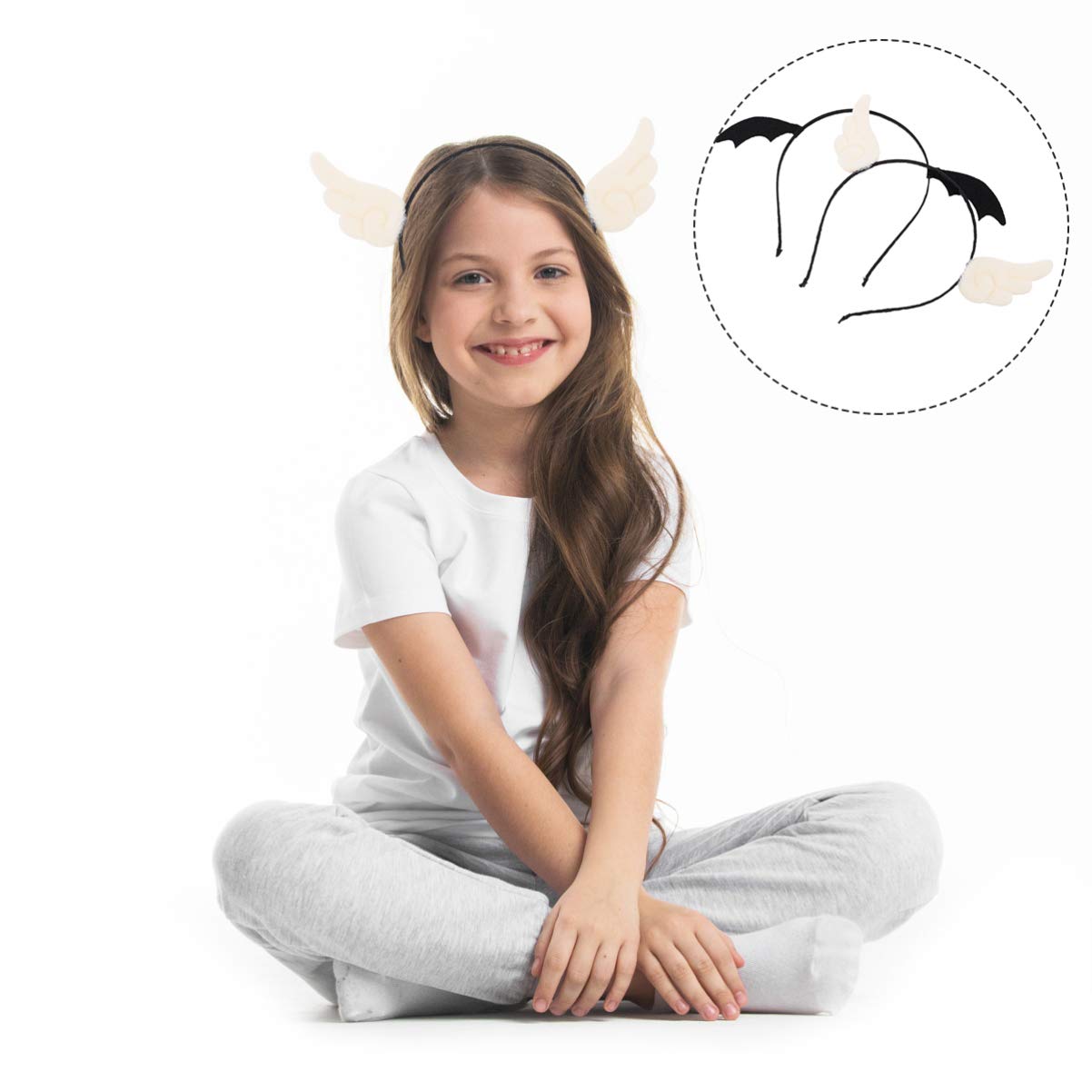 Beaupretty 2-Piece Halloween Headband Set - Devil Horns & Angel Wings Hair Accessories for Women & Girls | Cute Cartoon Costume Headpieces for Halloween Parties, Cosplay & Dress-Up