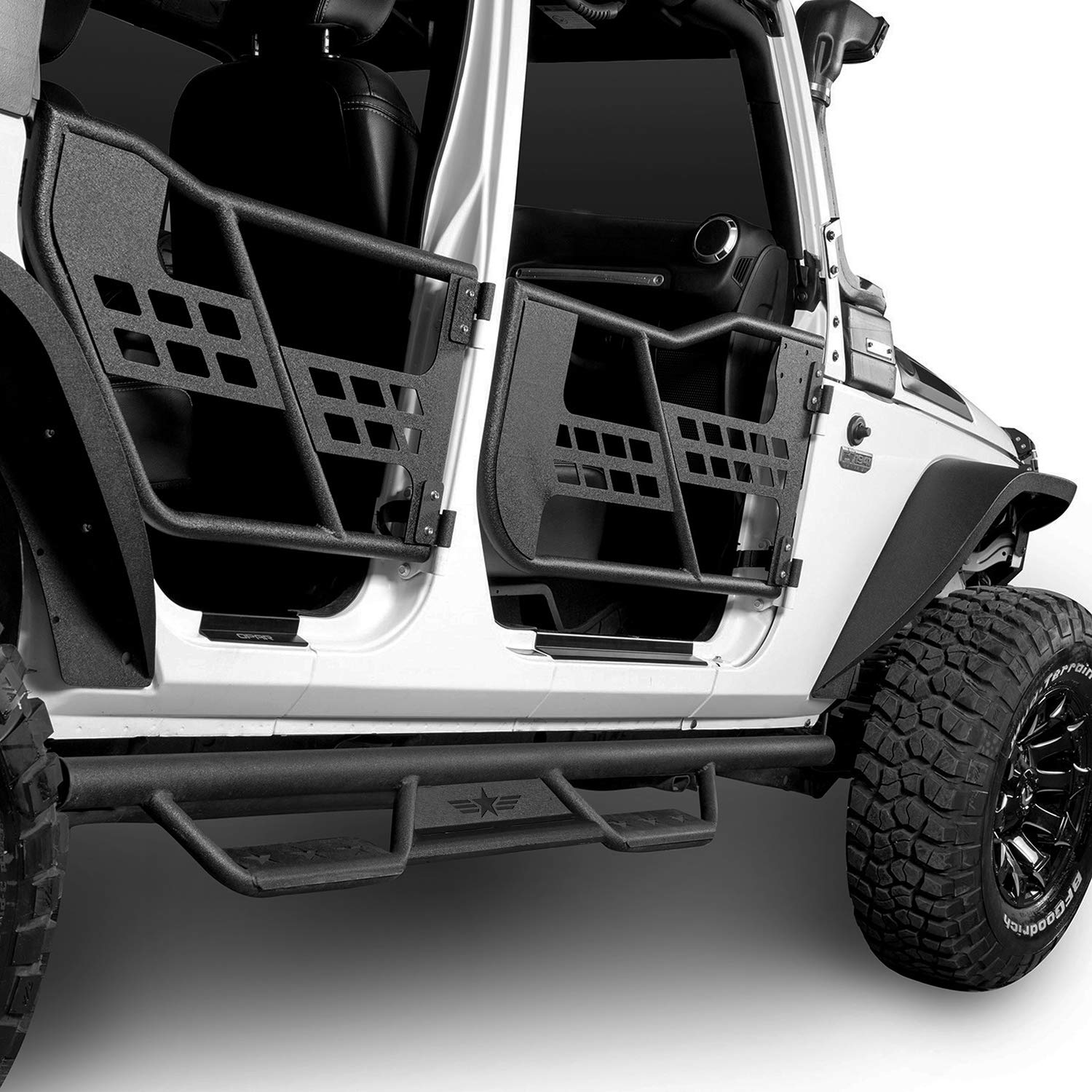 u-Box Jeep Wrangler JK Unlimited Side Steps Running Boards Nerf Bars - Compatible with 2007-2018 4-Door Models | Durable Off-Road Protection & Easy Entry Access for Adventure Enthusiasts