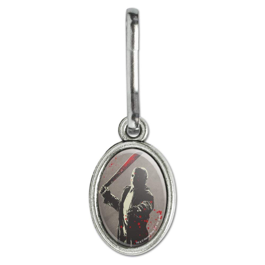 Friday the 13th Jason Voorhees Antique Oval Charm - Horror Movie Zipper Pull for Backpacks, Purses & Luggage | Halloween Costume Accessory & Horror Fan Gift