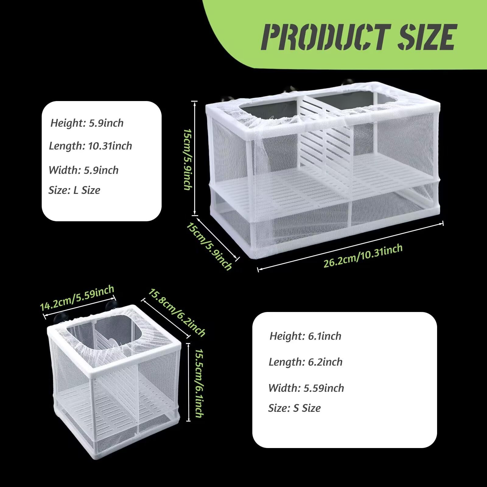Aquarium Fish Breeder Box with Suction Cups - Isolation Divider for Baby Fish, Shrimp, Clownfish, Guppy - Perfect for Breeding, Quarantine & Tank Separation - Ideal for Freshwater & Saltwater Aquariums
