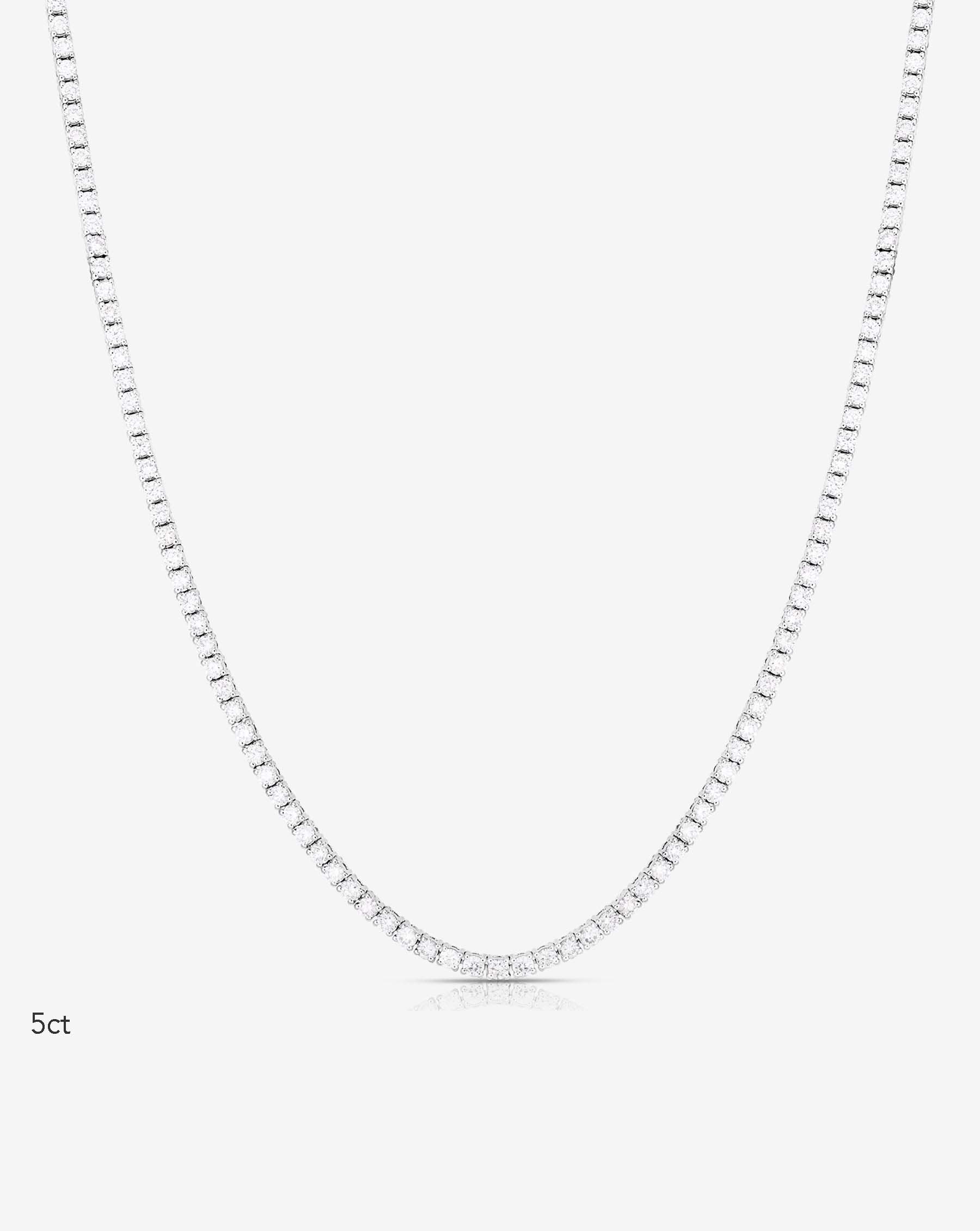 Elegant Classic Diamond Tennis Necklace for Women - 14K White Gold Dainty Chain Necklace - Perfect for Weddings, Parties & Special Occasions