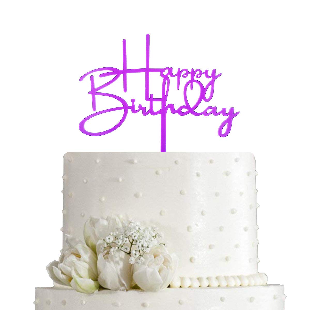 Happy Birthday Cake Topper - Purple Acrylic Party Decor for Birthday Cakes, Cupcakes & Desserts | Perfect for Birthday Parties, Baby Showers & Special Celebrations